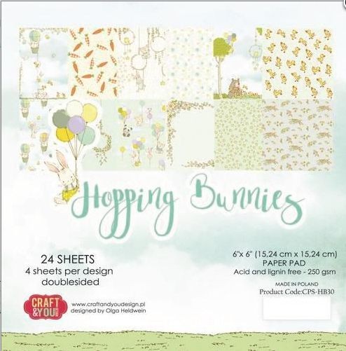 Craft&You Hopping Bunnies Small Paper Pad 6x6 36 vel
