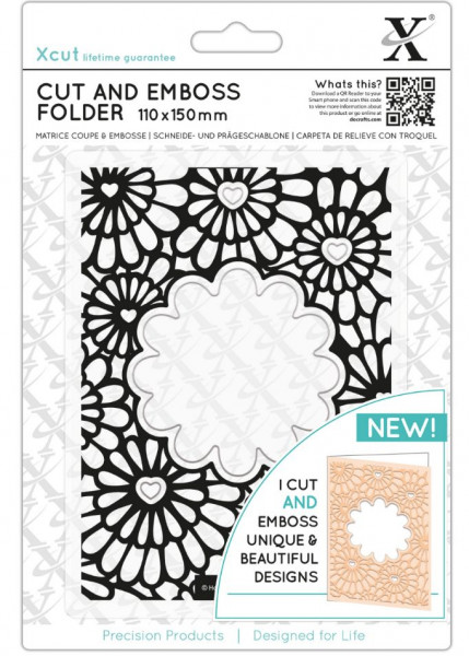 Xcut Cut and Emboss Folder 110 x150 mm Hearts & Flowers XCU503820