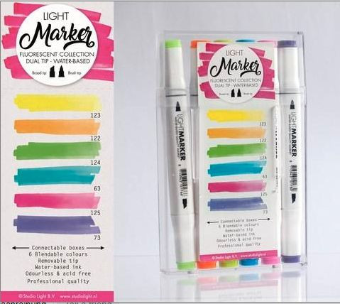 StudioLight Box 6 water based dual tip markers bright fluorescent collection