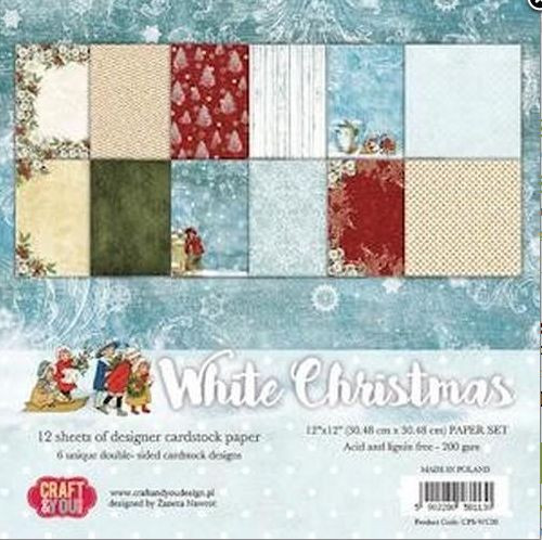craftandyou White christmas Papier Pack 12x12