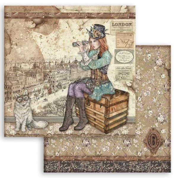 Stamperia Scrapbooking paper double face Lady Vagabond and cat