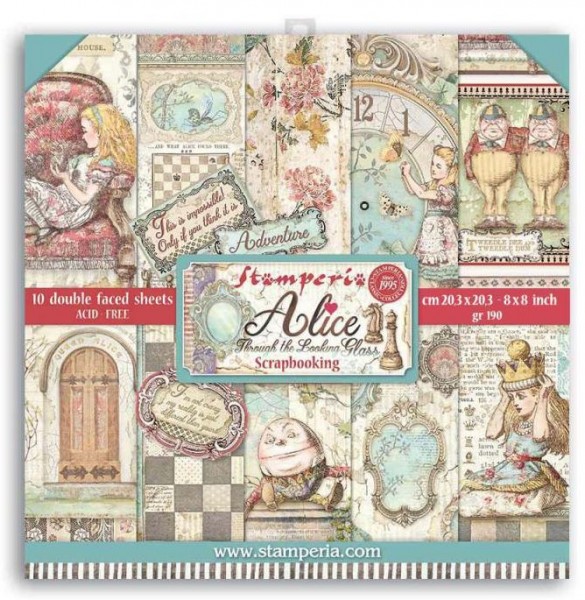 Small Pad 10 sheets cm 20,3x20,3 (8"x8") Double Face Alice through the looking glass