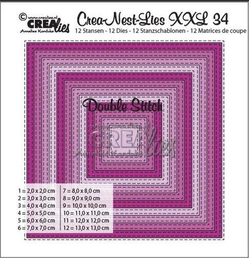 Crealies Double Stitch Quadrat max. 13 x 13 cm - CLNestXXL34