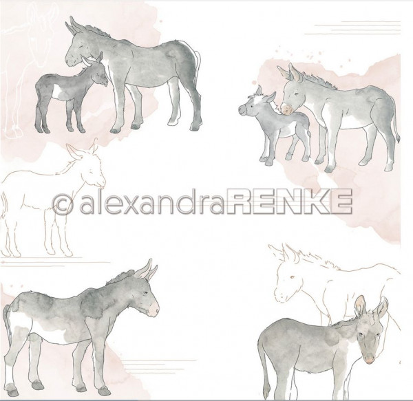 alexandraRENKE Designpapier Esel auf Aquarell