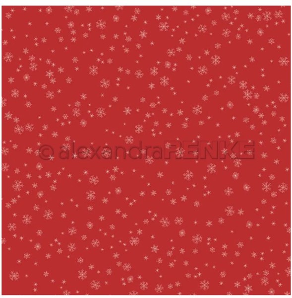 alexandraRENKE Designpapier 'Schneeflocken auf Premiumrot' 200g/m²