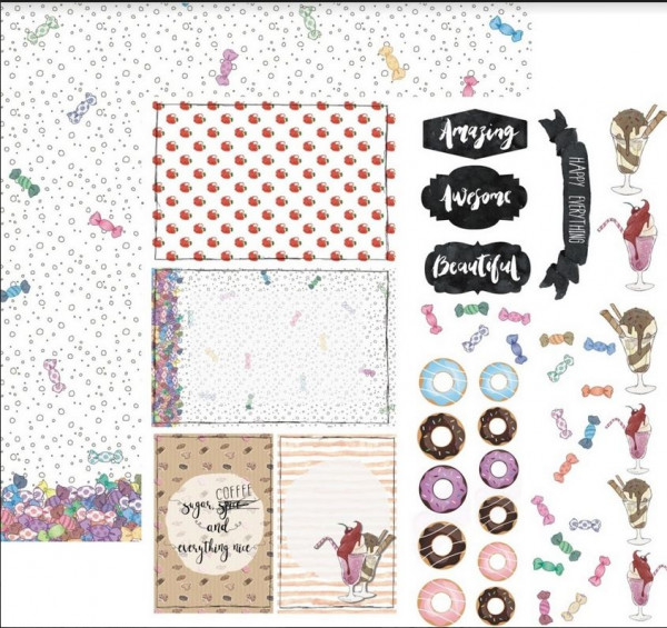 13@rts Alice in Candyland Designpapier 12x12 Candy rain