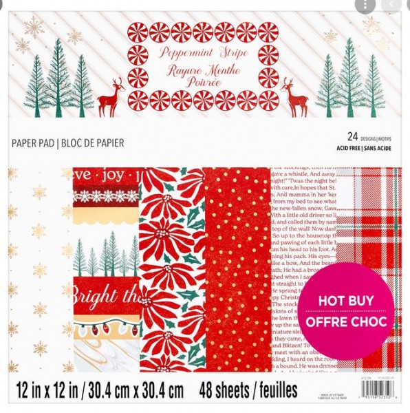 CraftSmith 12x12 Paper Pad Peppermint Stripe