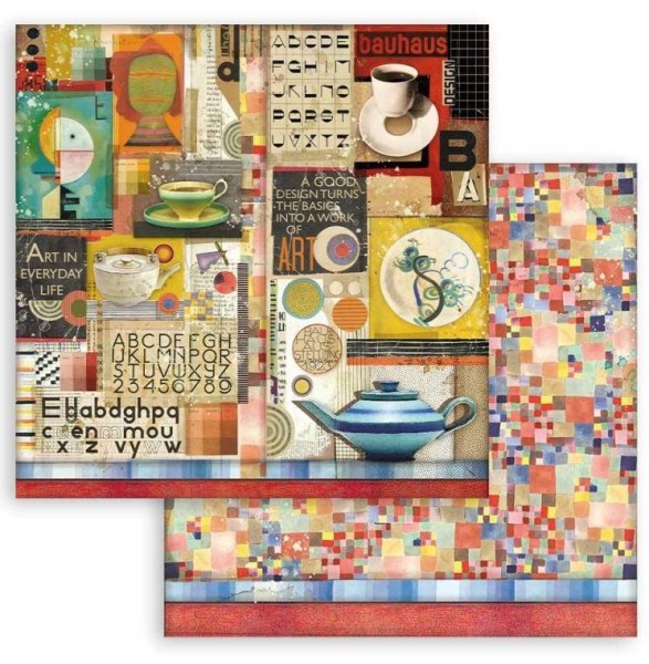 Stamperia 12x12 Scrapbooking Double face sheet - Bauhaus cups