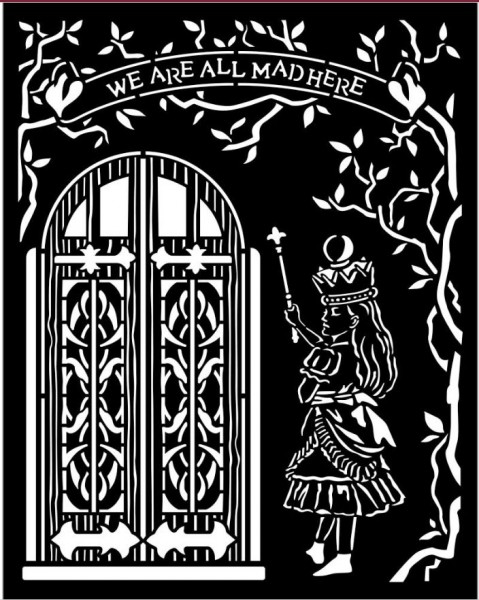 Stamperia Thick stencil 20x25 cm - Alice door