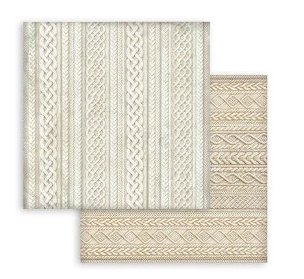 Stamperia doppelseitiger Scrapbooking-Bogen – White Christmas Strickmuster