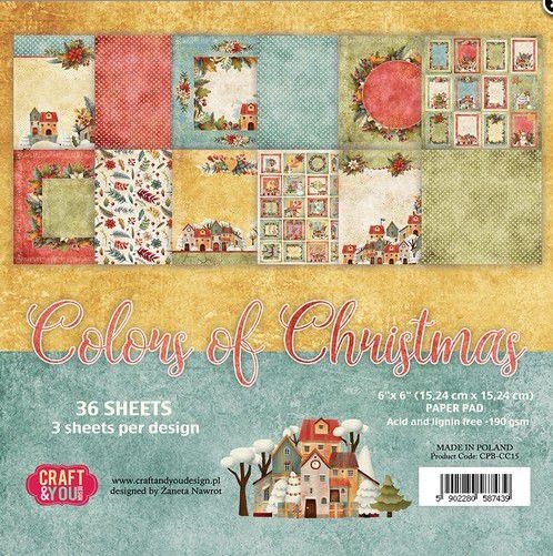 Craftandyou Design Paper Pad 6x6 Colours of Christmas