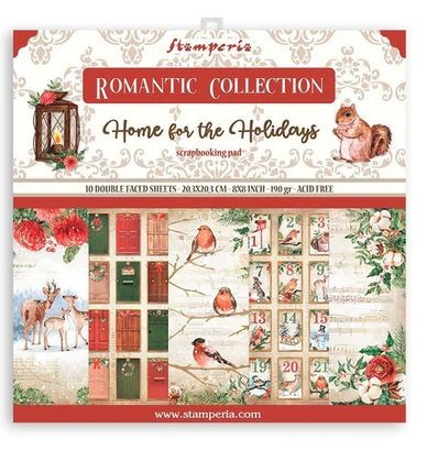 Stamperia Scrapbooking Small Pad 10 sheets 8X8 - Romantic Home for the holidays