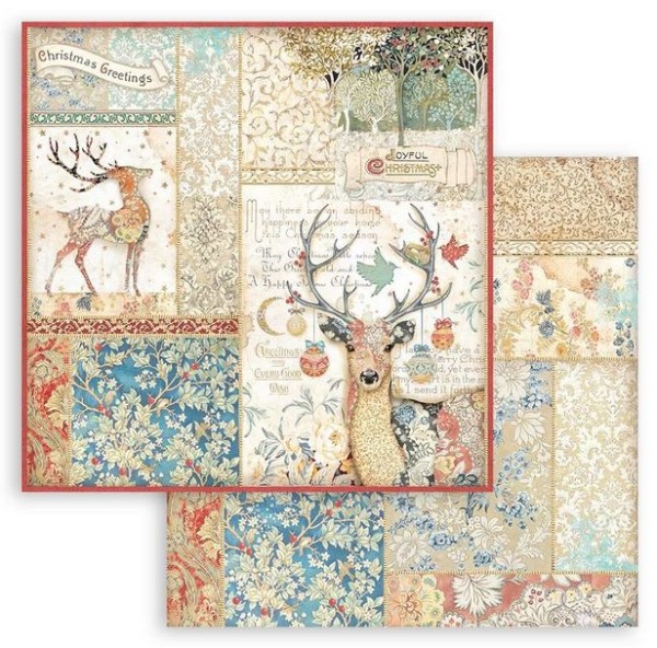 Stamperia Christmas Greetings 12x12 Inch Paper Sheet Deer (SBB941)