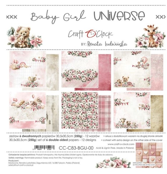 Craft O' Clock Baby Girl Universe 12x12 Inch Paper Set