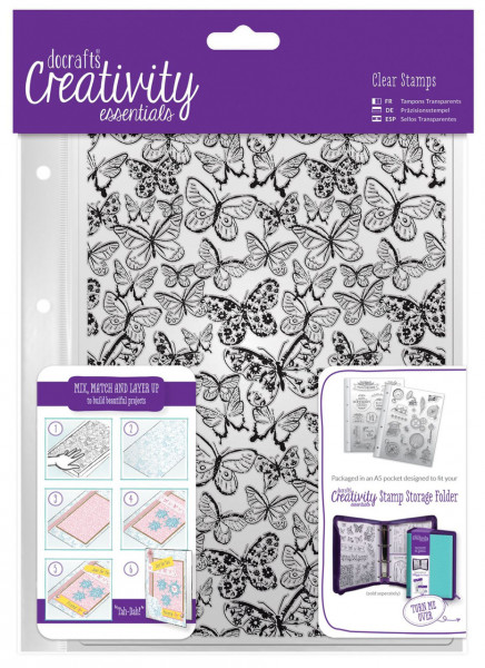 docrafts creativity essentials A5 Clear Stamp Background Butterflies DCE907105