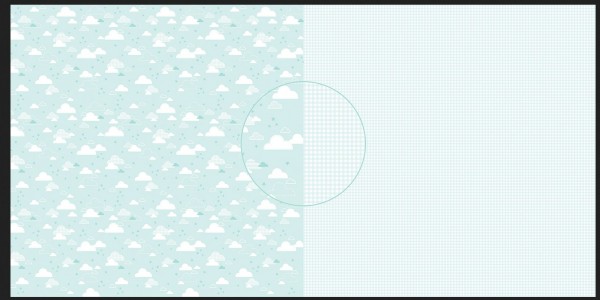 Dini Design - Scrapbook Papier - ca. 30x30cm - zuckerblau Wolken/Vichykaro