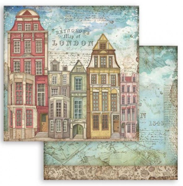 Stamperia Scrapbooking paper double face Lady Vagabond London houses 12x12