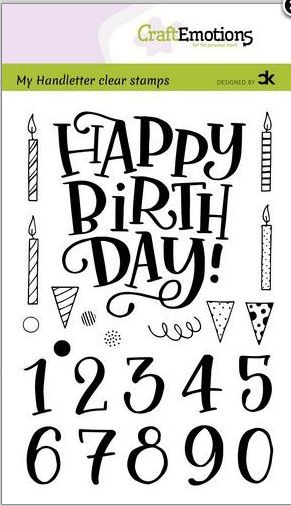 CraftEmotions clearstamps A6 - handletter - Happy Brithday & numbers (Eng) Carla Kamphuis