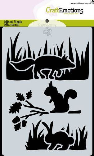CraftEmotions Mask Stencil Schablone Magic Forest Tiere A6