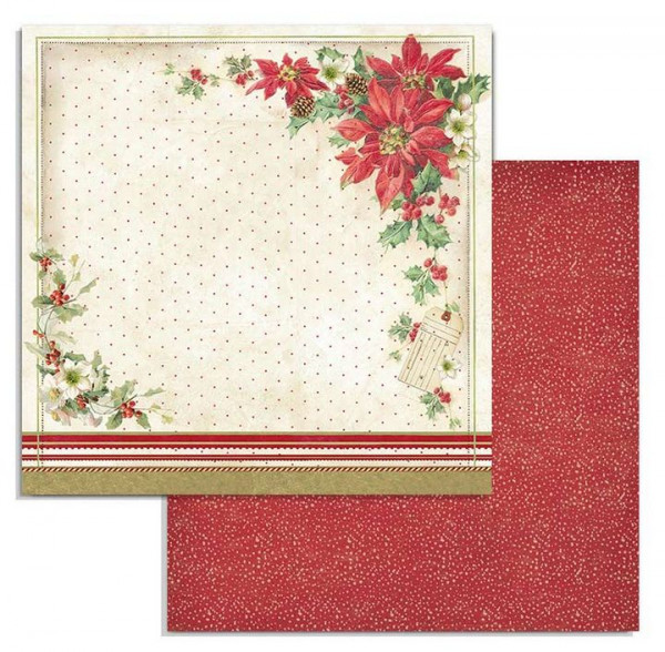 Stamperia Double Face Paper 12x12 Poinsettia