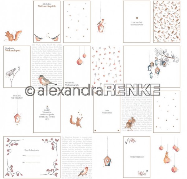 AlexandraRENKE Designpapier 'Florale Weihnachten Kärtchenbogen orange'