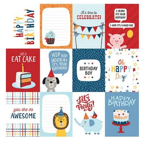 Echo Park - Birthday Boy - 3X4 Journaling Cards ca. 30 x 30 cm