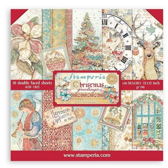 Stamperia 12x12 Paper Pack Christmas Greetings