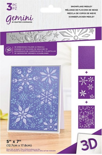 Crafters Companion Gemini Snowflake Medley 3D Embossing Folder & Stencil