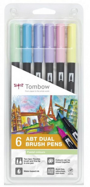 ABT DUAL BRUSH PEN, Pastellfarben, 6er Pack