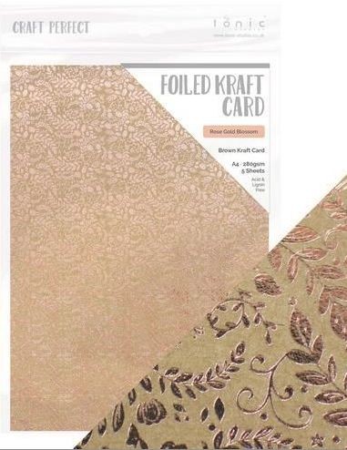Tonic Studios Craft P. Foiled K.Card - Rose Gold Blossom 5 Bg 9350e