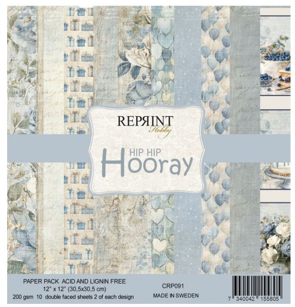 Reprint Hobby Hip Hip Hooray 12x12 Inch Paper Pack
