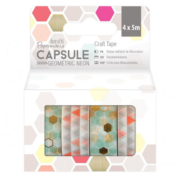 Papermania 4 x 5m Craft Tape - Capsule - Geometric neon