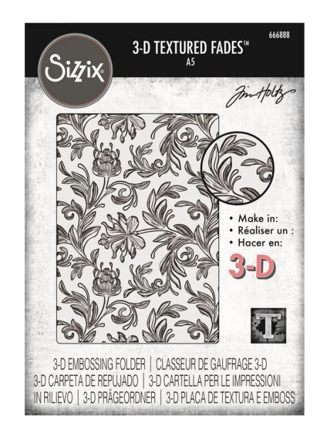 Sizzix • 3-D Texture Fades Embossing Folder Botanical Large A5 by Tim Holtz