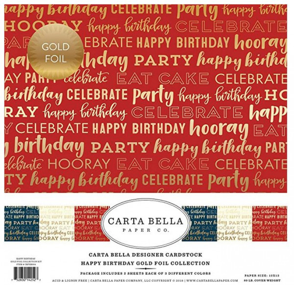 Carta Bella Happy Birthday Gold Foil 12x12 Collection