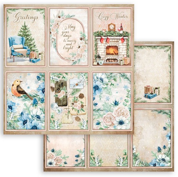 Stamperia Scrapbooking Double face sheet - Romantic Cozy winter Winter Cards12x12
