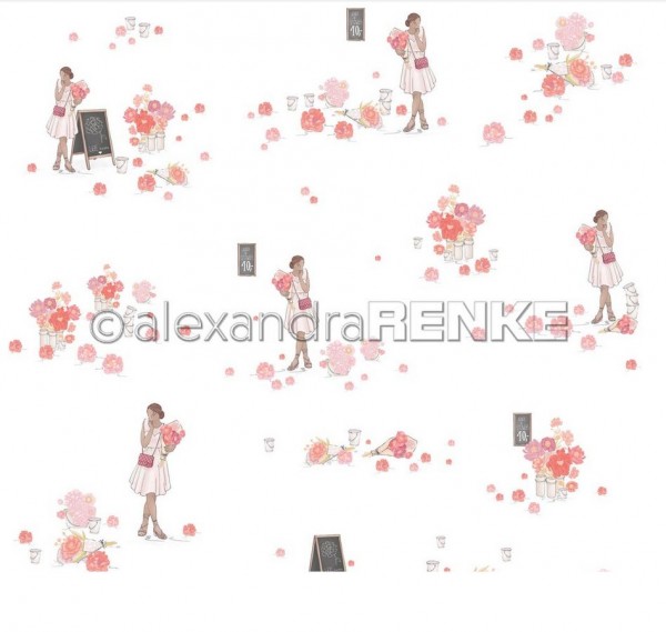 AlexandraRENKE Designpapier gestreute Blumen auf dem Blumenmarkt