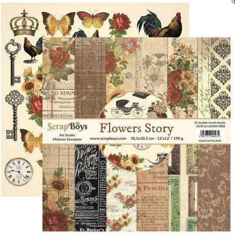 ScrapBoys Paper Pack 12x12 Flowers Story