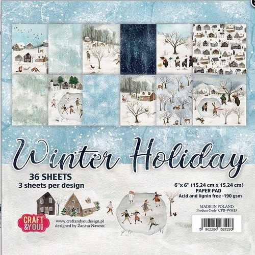 Craftandyou Design Paper Pad 6x6 Winter Holiday