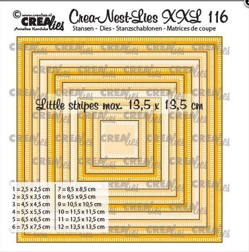 Crealies Crea-nest-dies XXL Quadrate mit kleinen Streifen 13,5x13,5cm