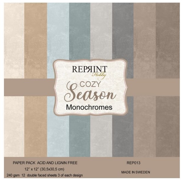 Reprint Hobby Cardstock Cozy season Monochromes 12x12