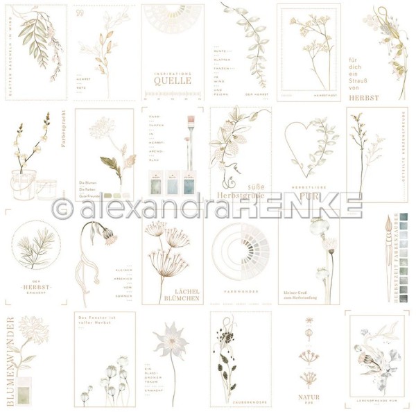 AlexandraRENK Designpapier 'Kreative Blütenpracht Kärtchenbogen Petrol & Grün' 200g/m²