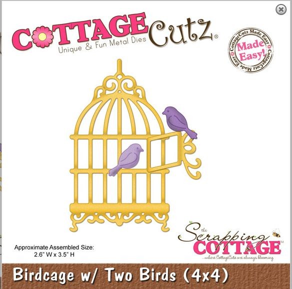 Cottage Cutz Stanzschablone Birdcage w/Two Birds 4x4