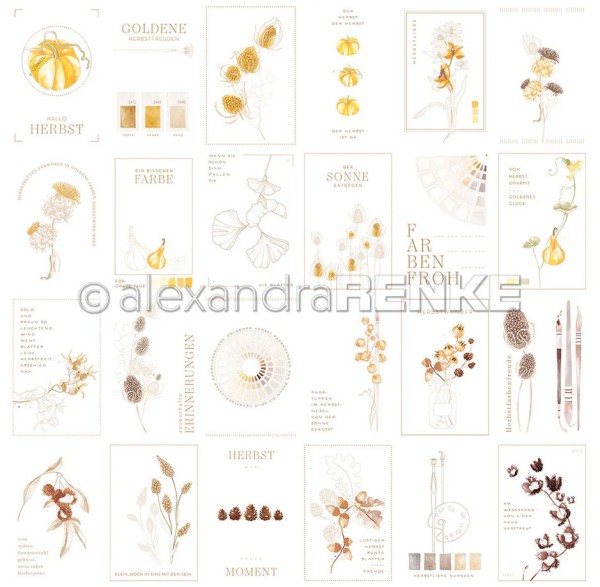 alexandraRENKE Designpapier 'Kreative Blütenpracht Kärtchenbogen Gelb & Ocker' 200g/m²