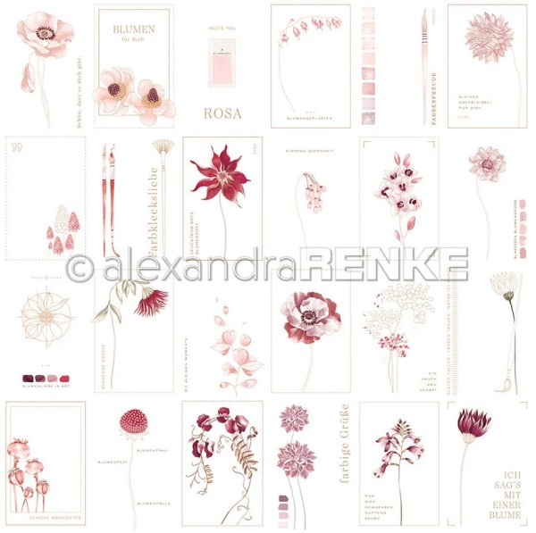 alexandraRENKE Designpapier 'Kreative Blütenpracht Kärtchenbogen Beerentöne'