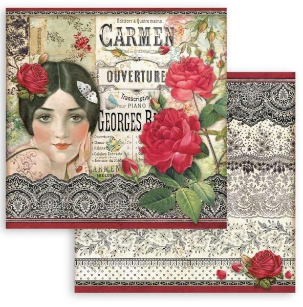 Stamperia 12x12 Scrapbooking Double face sheet - Desire Carmen