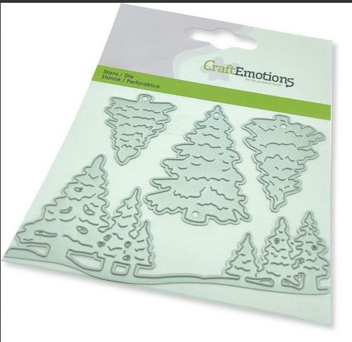 CraftEmotions Die - Weihnachtsbäume Card 11x9cm