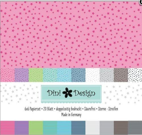 Dini Design 6x6 Paper Pack 20 BO - Sterne-Streifen 15x15 cm