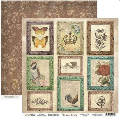 ScrapBoys Designpapier Einzelbogen 12x12 Flowers 06