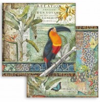 Stamperia Scrapbooking paper double face - Amazonia toucan 12x12 Stamperia Scrapbooking paper double face - Amazonia toucan 12x12