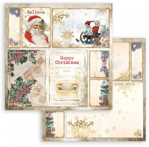 Stamperia Scrapbooking Double face sheet - Romantic Christmas cards Santa Claus 12x12
